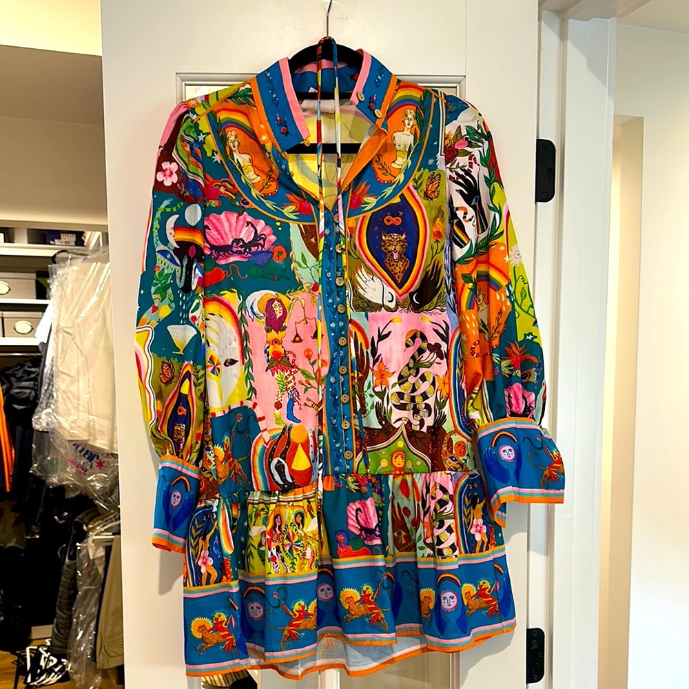 Colorful Patterned Alemais Inspired Minidress Size Small